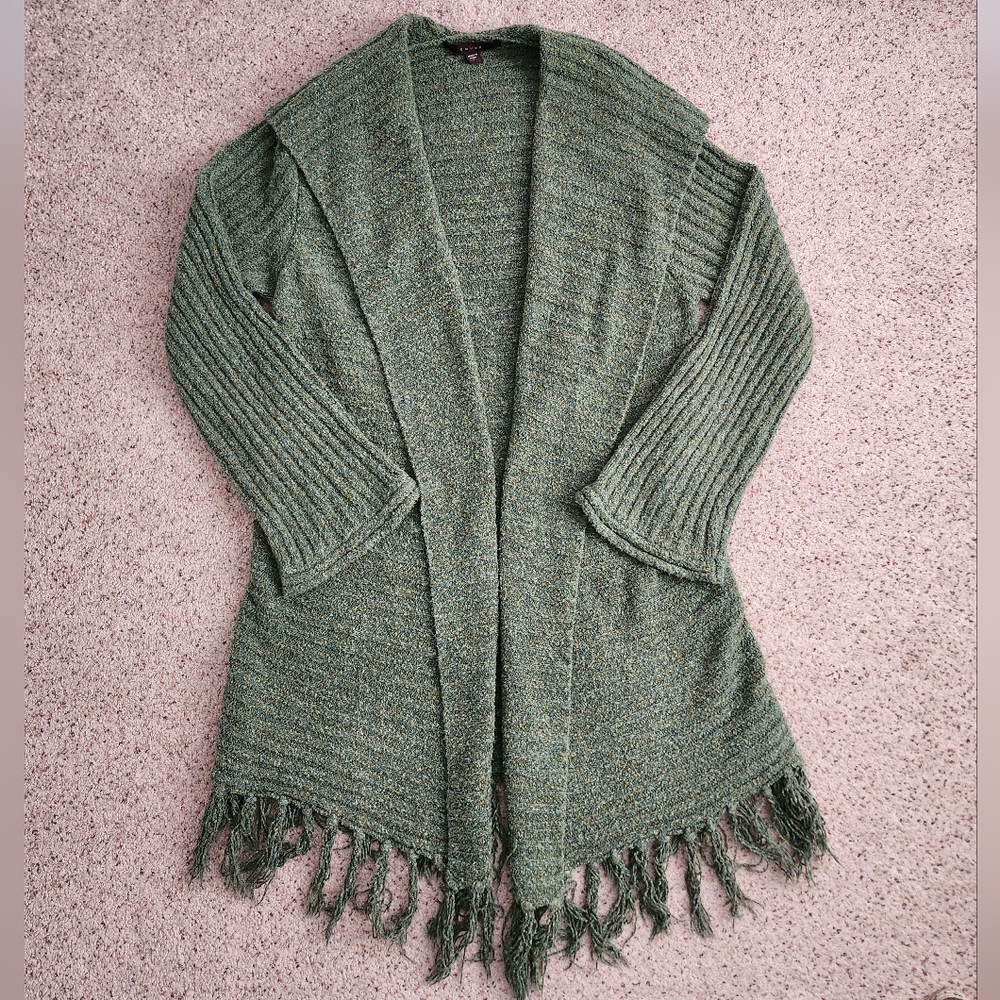 Fever green fringe cardigan